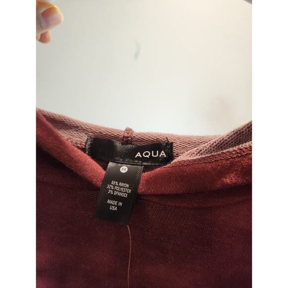 NWT Aqua Burgundy Tie-Dye Long Sleeve Hooded Pullover Top Medium Made‎ in USA - Picture 3 of 5